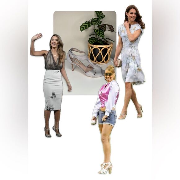 K. Bennett London Gray White Striped Christina Pumps Made in Italy, Size 9.5/40 - Picture 3 of 14